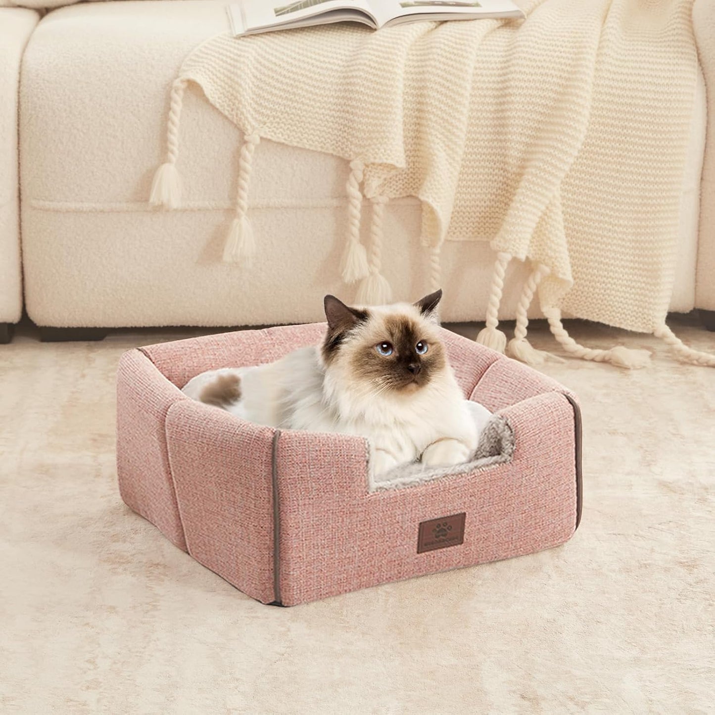 Cat Bed for Indoor Cats - Cats Cave Bed Cat House Cat Tent with Removable Washable Cushioned Pillow, Soft Kitten beds, & Furniture, for Small and Medium Pet Bed