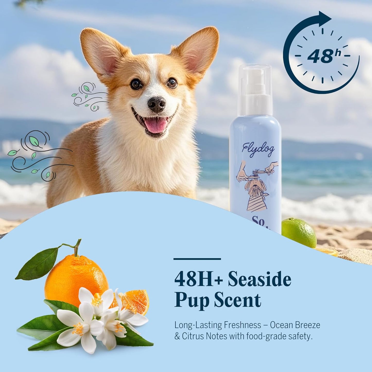 FlyDog Pet Detangler Spray for Dogs & Cats – Leave-in Hair Detangler Spray for Tangle-Free Grooming | Dog & Cat Coat Conditioner | Anti-Static, Deodorizing & Long-Lasting Freshness