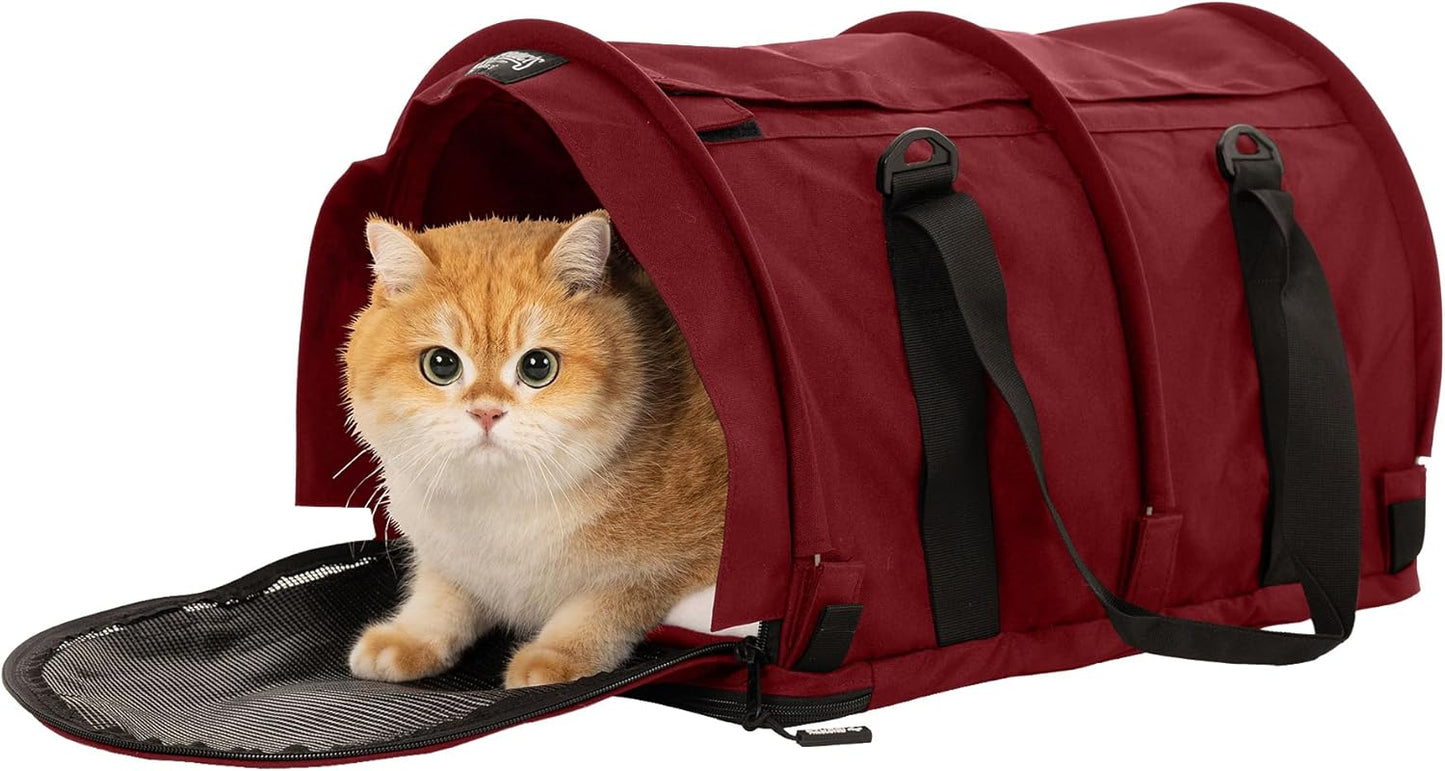 SturdiBag Pro 2.0 Pet Travel Carrier for Cats and Dogs | Soft Sided Pet Carrier Bag with Safety Clips and Seatbelt Straps for Car Travel | XL, Bordeaux