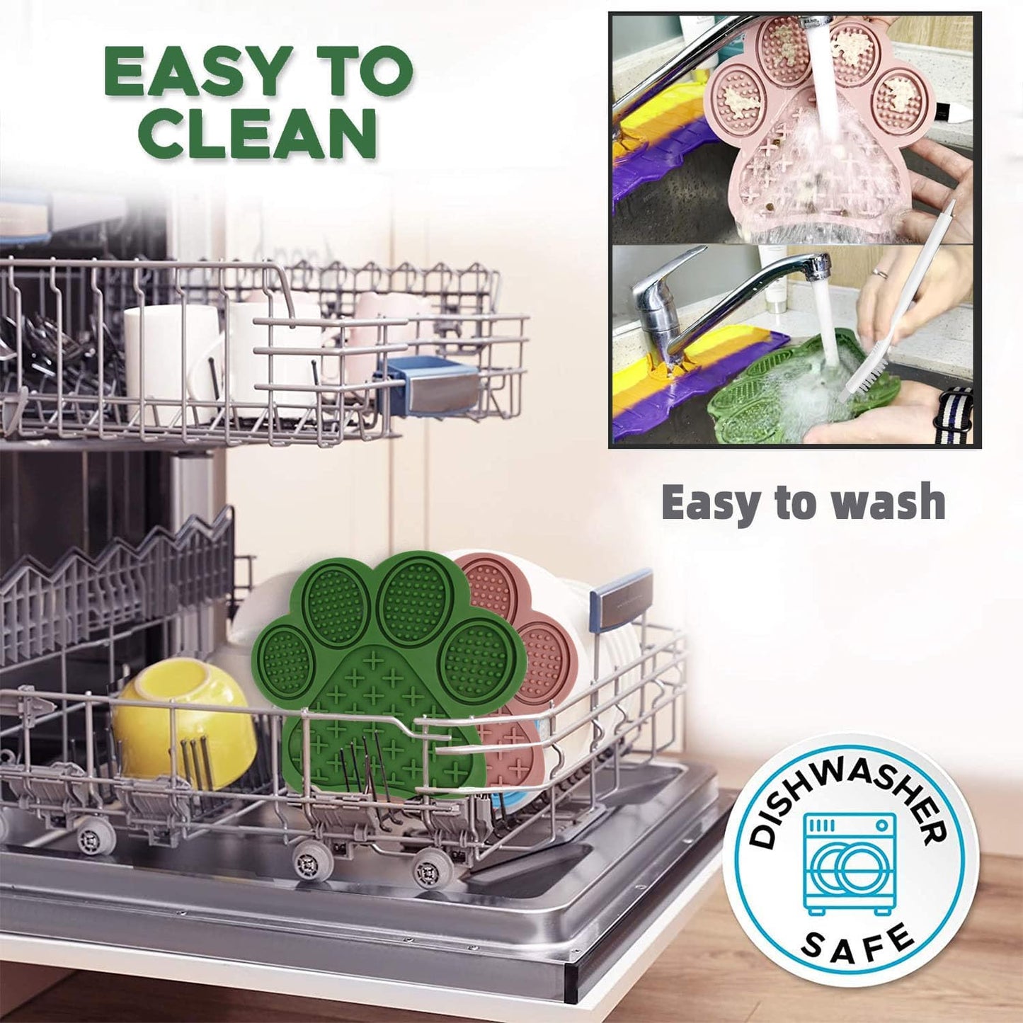 Lick Mat for Dogs and Cats, Premium Lick Pad with Suction Cups,Dog Slow Feeder Dowl Mat for Bathing Grooming Nailing Trimming, Food-Grade, Non-Toxic (Green)