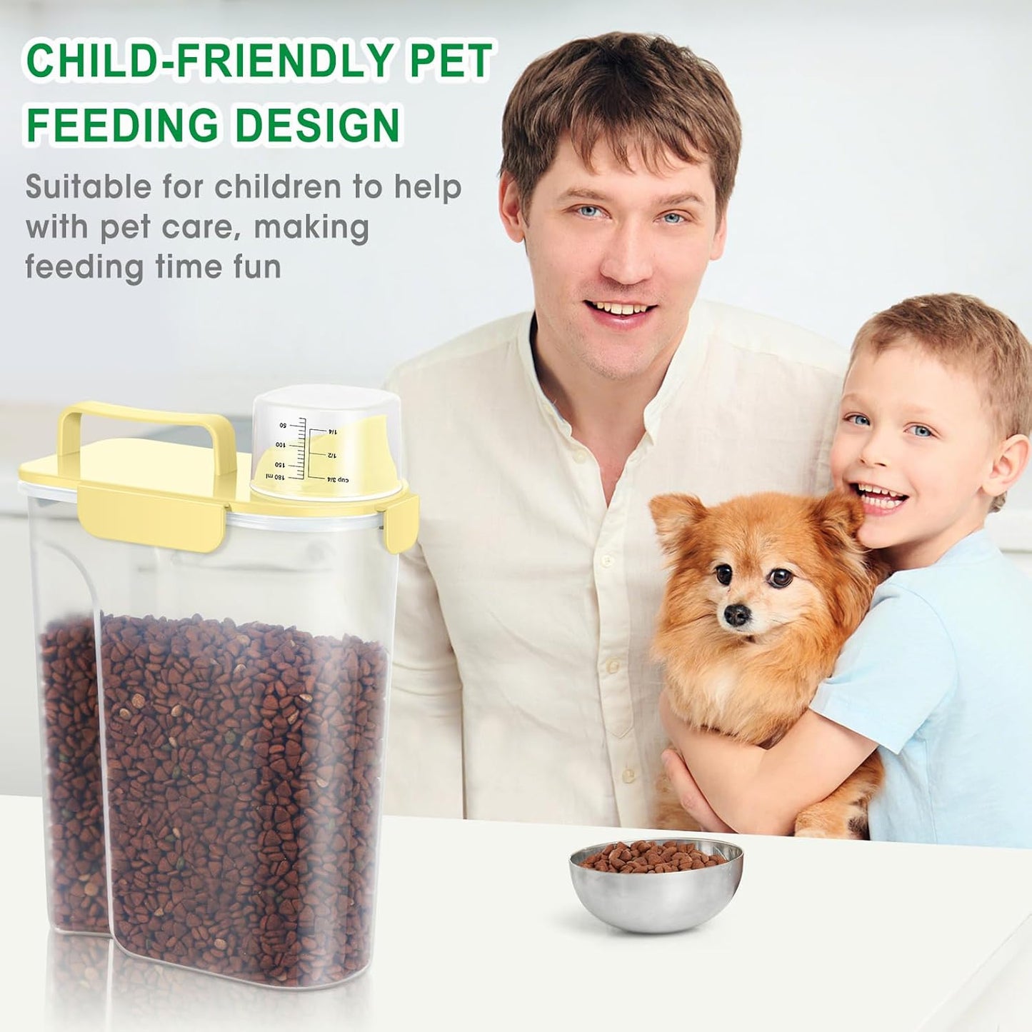 TBMax Dog Cat Food Storage Containers 2 Pack 10 Lbs to 14 Lbs Airtight Pet Food Container Dispenser with Large Spout & Portable Handle, Travel Dog Treat Cat Food Storage Bin Bird Seed Container