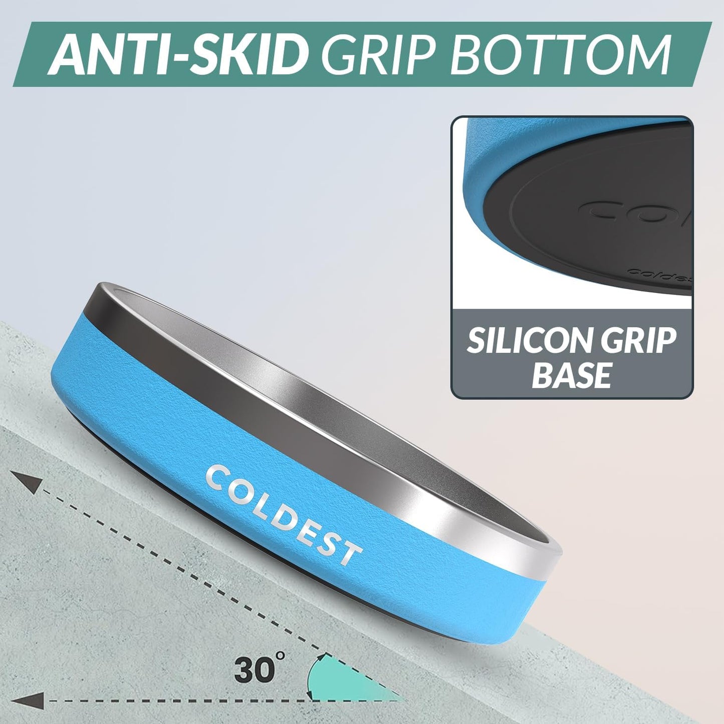 Coldest Dog Bowl - Anti Rust Metal, Non Slip, 3 Layers Insulated Stainless Steel Dog Bowls - Spill Proof & Heavy Duty - Water Bowl for Dogs, Cats & Pets, Dish Washer Safe (21 oz, Celestial Blue)