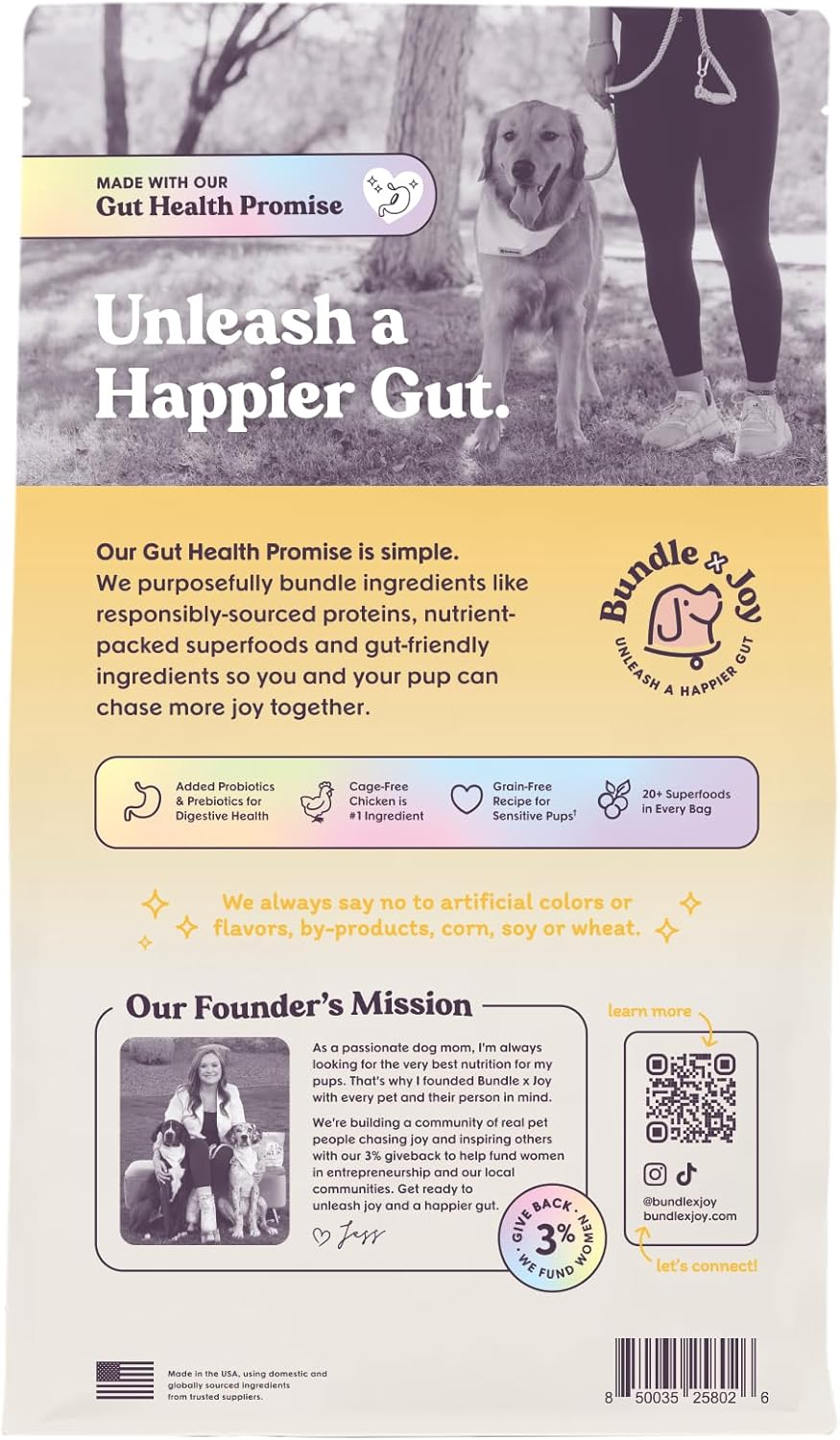 Bundle x Joy Golden Probiotic Dog Food Dry, Chicken, 4lb Bag, Allergy and Gut-Friendly Adult Kibble for Digestive Health with Cage-Free Chicken, 20 Plant Based Superfoods, Beef and Grain Free