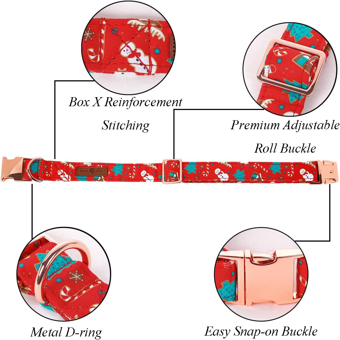 Lionet Paws Christmas Dog Collar with Bowtie, Dog Bowtie Collar with Metal Buckle for Dogs and Cats, Adjustable Comfortable Dog Collar Girl Boy Gift, S, Neck 10-16 in