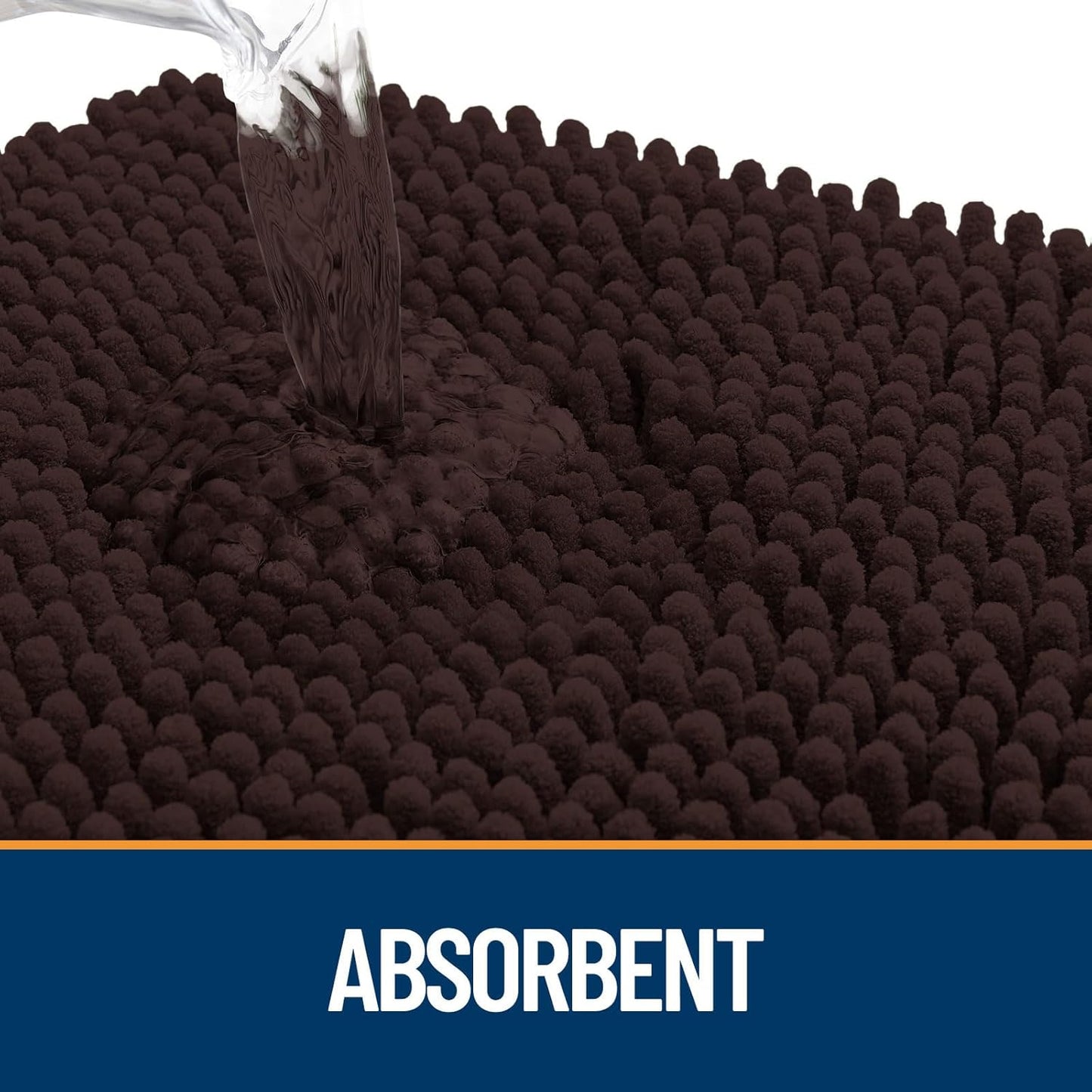 OLANLY Door Mat for Muddy Dog Paws 59x35, Ultra Absorbent Chenille Mud Doormat with Paw Print Design, Non-Slip Washable Doormat for Indoor Entryway, Quick-Dry Pet Bed Mats for Dirty Dogs, Brown