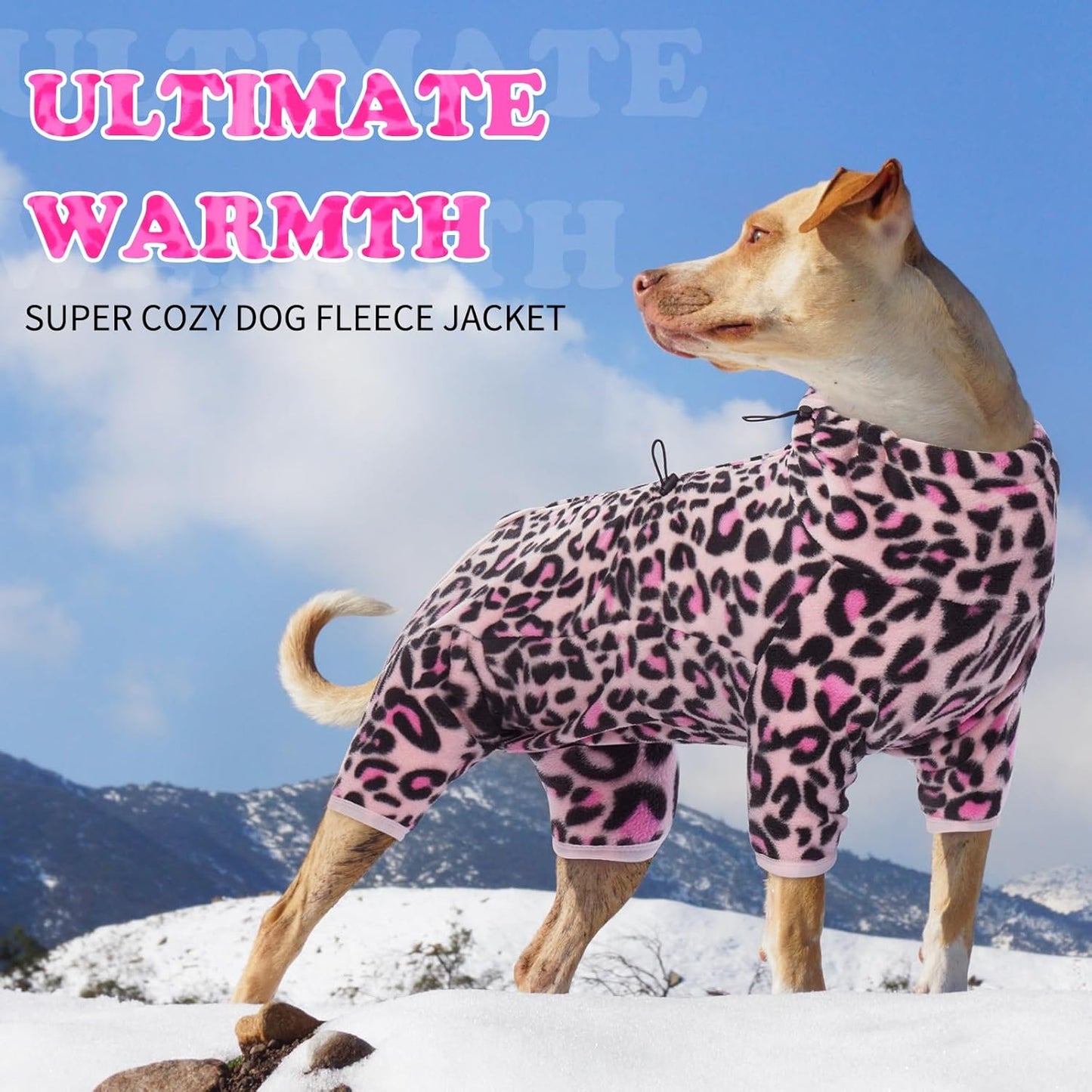 ROZKITCH Fleece Small Dog Pajamas, Pet Windproof Warm Cold Weather Jacket Vest with Luminous Zipper, Jumpsuit Apparel Outfit Clothes for Small Medium Large Dog L-Pink XS