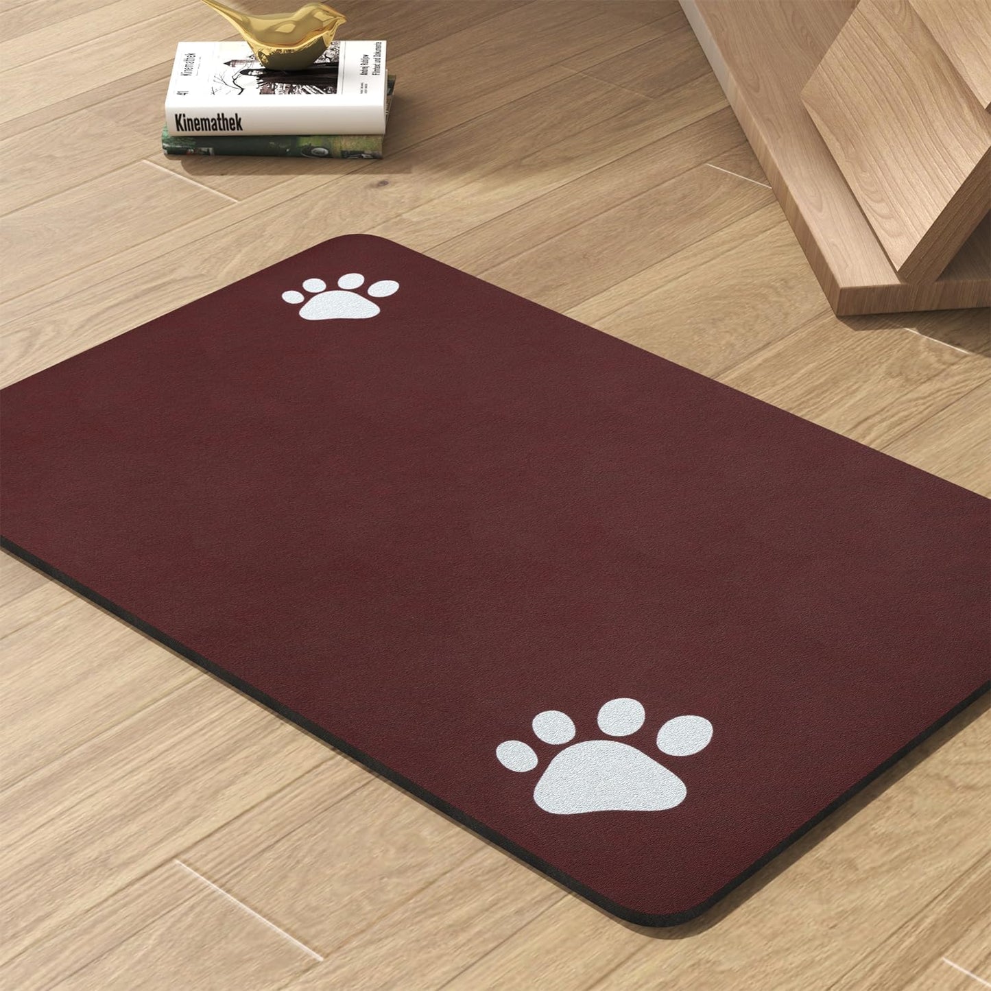 Pet Feeding Mat-Absorbent Dog Mat for Food and Water Bowl-No Stains Quick Dry Water Dispenser Mat-Dog Accessories Pet Supplies-Bowl for Messy Drinkers（RED,12"x19"