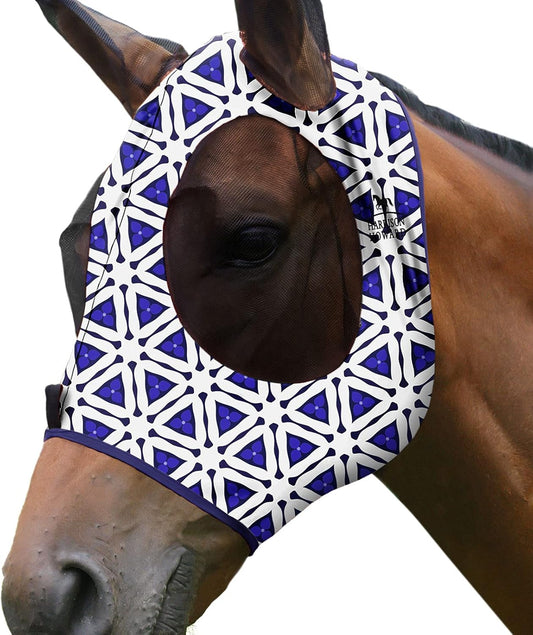 Harrison Howard Super Comfort Stretchy Fly Mask Large Eye Space with UV Protection Soft on Skin with Breathability Magic Prism Cob (Medium)