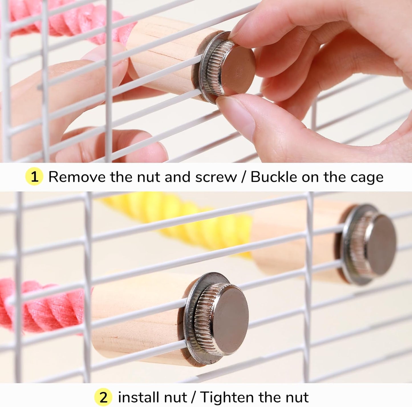 Multi-Color Rope Bird Perch Toys for Parrot Cage Stand, Climbing Swing Accessories for Cockatiel, Parakeets, Budgies, Lovebirds, Conures, Finches - 15.7 inch