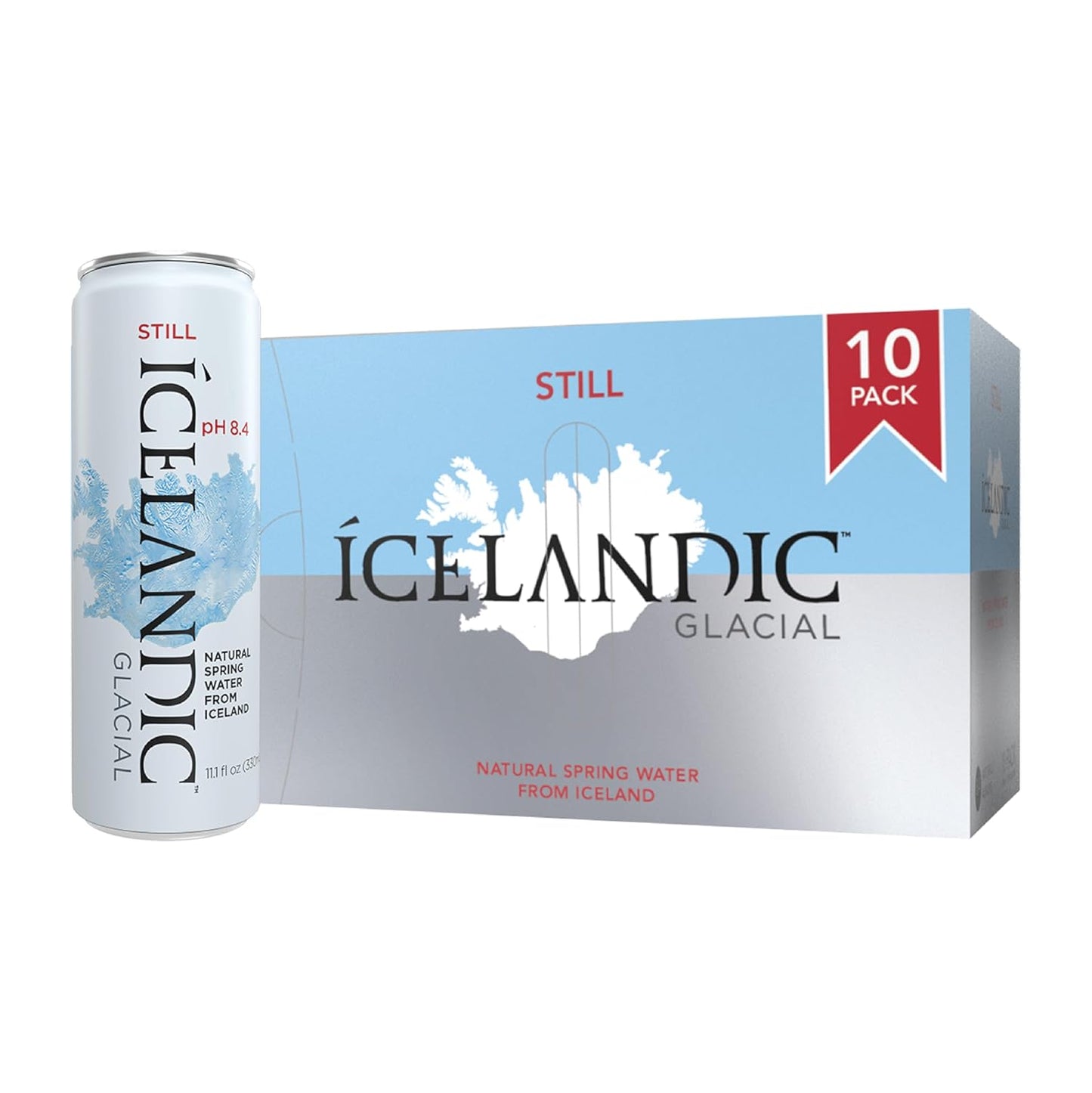 Icelandic Glacial Natural Spring Alkaline Water, 330 ml / 11.1 Fl Oz Cans (Pack of 10)