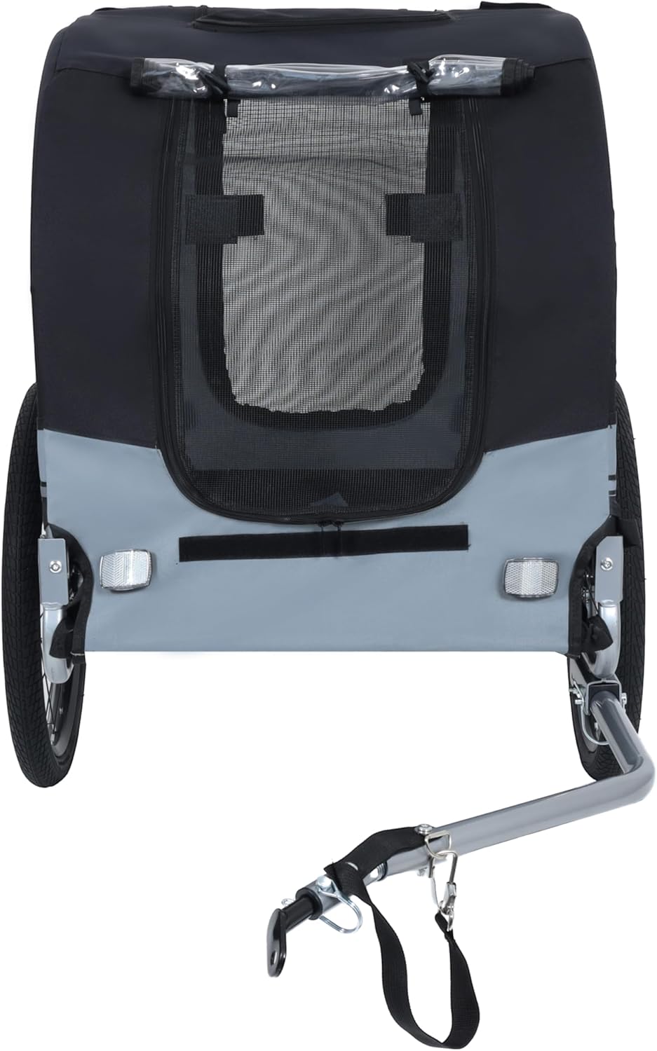 Blue-Grey Large Folding Bike Trailer for Dogs – Heavy-Duty Steel Frame, 66LB Capacity Pet Carrier for All-Terrain Cycling, Jogging & Camping Adventures!