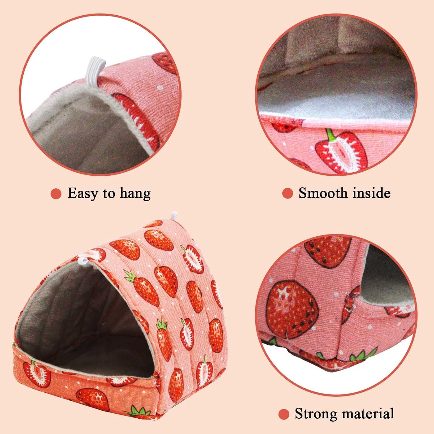 JSPYFITS 2 Pack Guinea Pig Hideout,Small Animal House Guinea Pig Bed Washable Cage Accessories for Small Pet Bunny/Rabbit/Hamster/Chinchilla Guinea Strawberry/Avocado