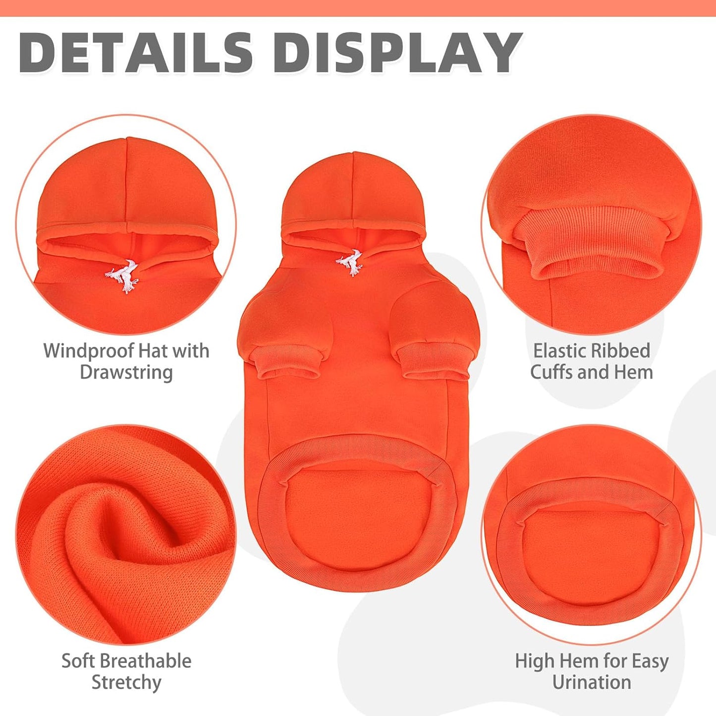 KOOLTAIL Fall Dog Hoodie - Soft & Warm Dog Thanksgiving Sweater with Leash Hole and Pocket, Pet Winter Coat, Cold Weather Clothes Sweatshirt for Small Medium Large Dogs Puppy Cat Boys Girls, Orange S