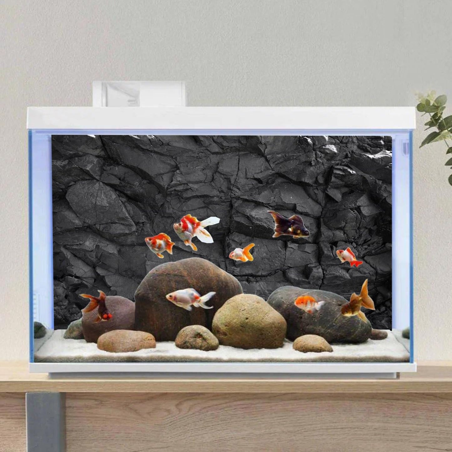 AWERT 48x18 inches Stone Aquarium Background Rock Fish Tank Background Rocky Terrarium Background Polyester Background