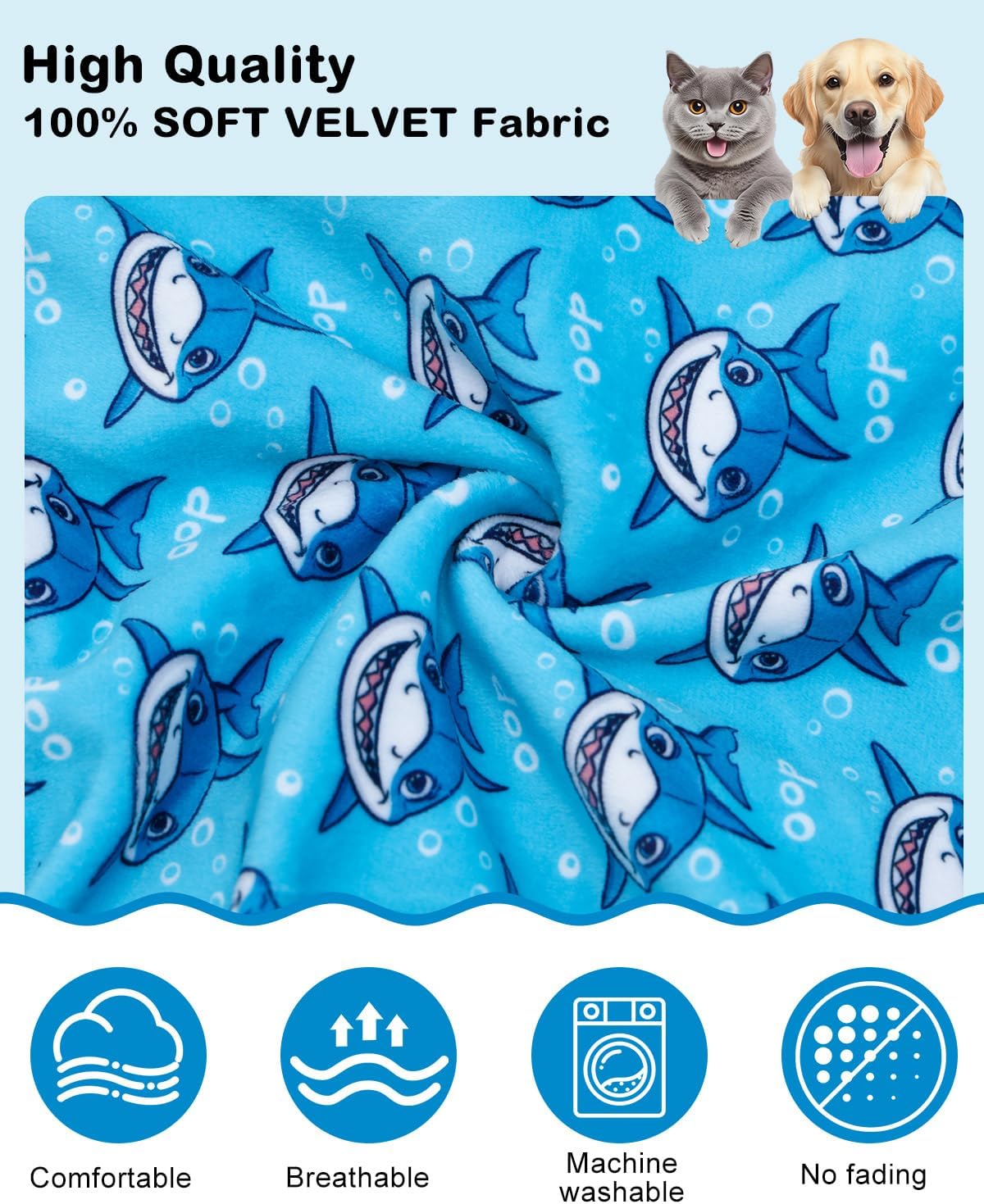 CuteBone Shark Costume Dog Pajamas, Stretchy Spandex Crystal Velvet Sleepwear Coat for Small Dogs, Soft & Warm Pet Outfit Clothes for Cold Weather, Cozy Pullover Design COSP07XXL