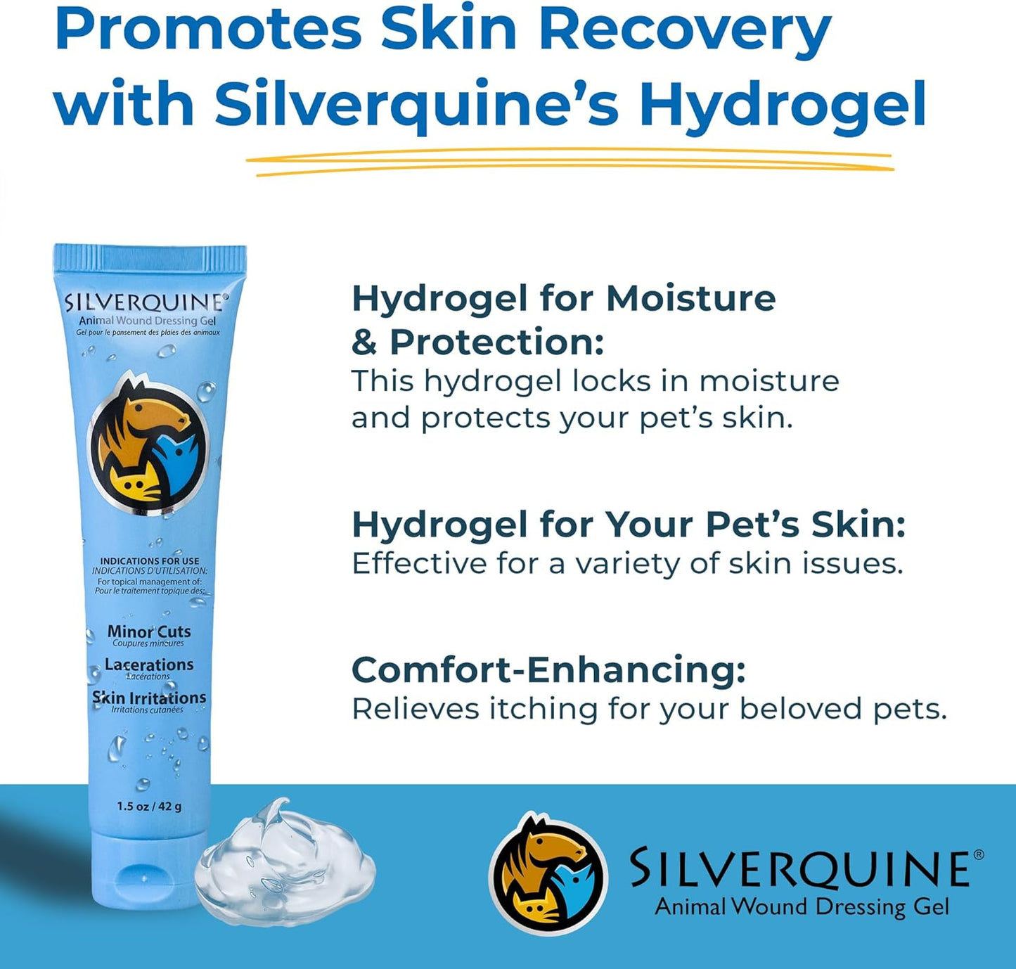 Hot Spot Gel for Dogs and Cats - Dog Wound and Skin Irritation Solution, Pet Emergency Kit, Hydrogel Ointment for Cuts, Burns, Itch, Skin Issues, and Pet Restoration & Wellness - 1.5 Oz