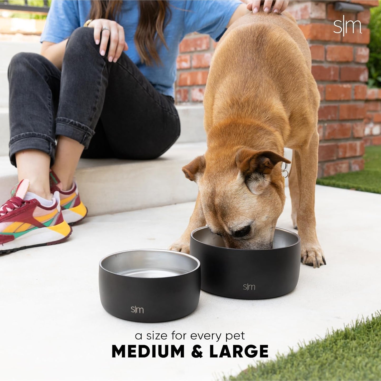 Simple Modern Stainless Steel Pet Water Bowl for Dogs & Cats | Reusable Insulated Stainless Steel Food Bowls for Dog Cat | No Tip No Slip BPA Free | Bentley Collection | Medium (32oz) | Riptide