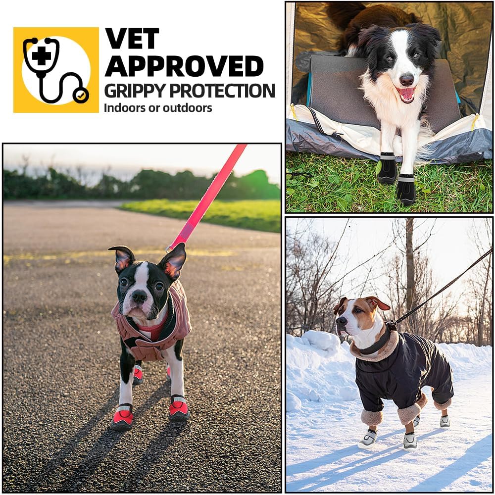 Hcpet Dog Boots for Large Dogs, Dog Shoes for Hot Pavement Winter Snow, Paw Protector Dog Booties Designed for Comfort and Breathability, Outdoor Booties for Small Medium Dogs for Hiking Pink Size 3