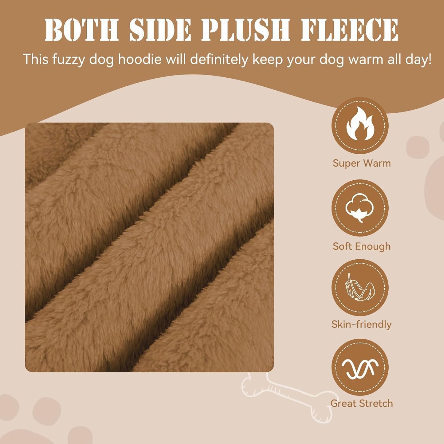 Fuzzy Dog Sweaters for Large Dogs Pet Hoodie Clothes Warm Soft Pet Coats Hooded Sweatshirt Dog Hoodie for Large Dogs(Coffee-L)