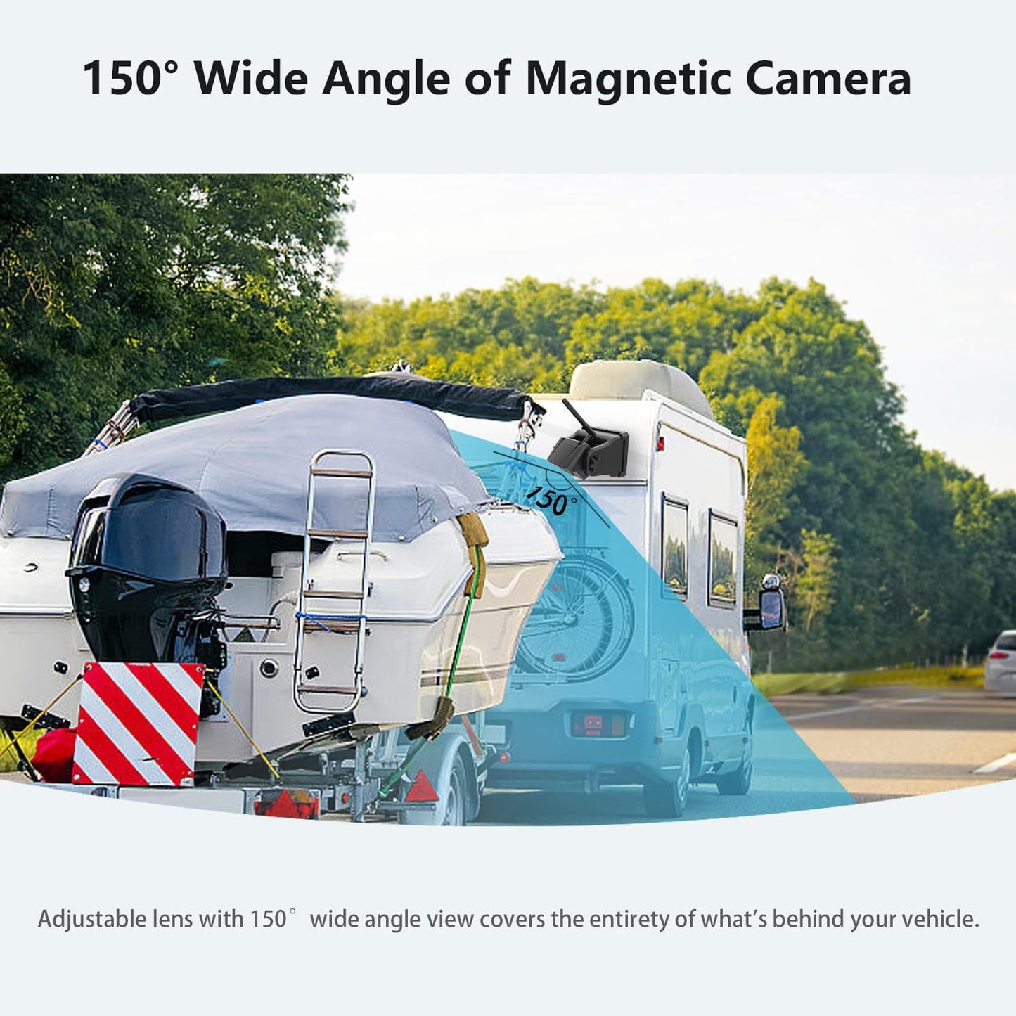 WiFi Magnetic Wireless Backup Camera, LASTBUS Rechargeable 2.4Ghz WiFi Rear Camera for Easy Hitching Gooseneck Horse Boat Travel Trailer Fifth Wheels RV Camper for iPhone iPad Android iOS Smartphone