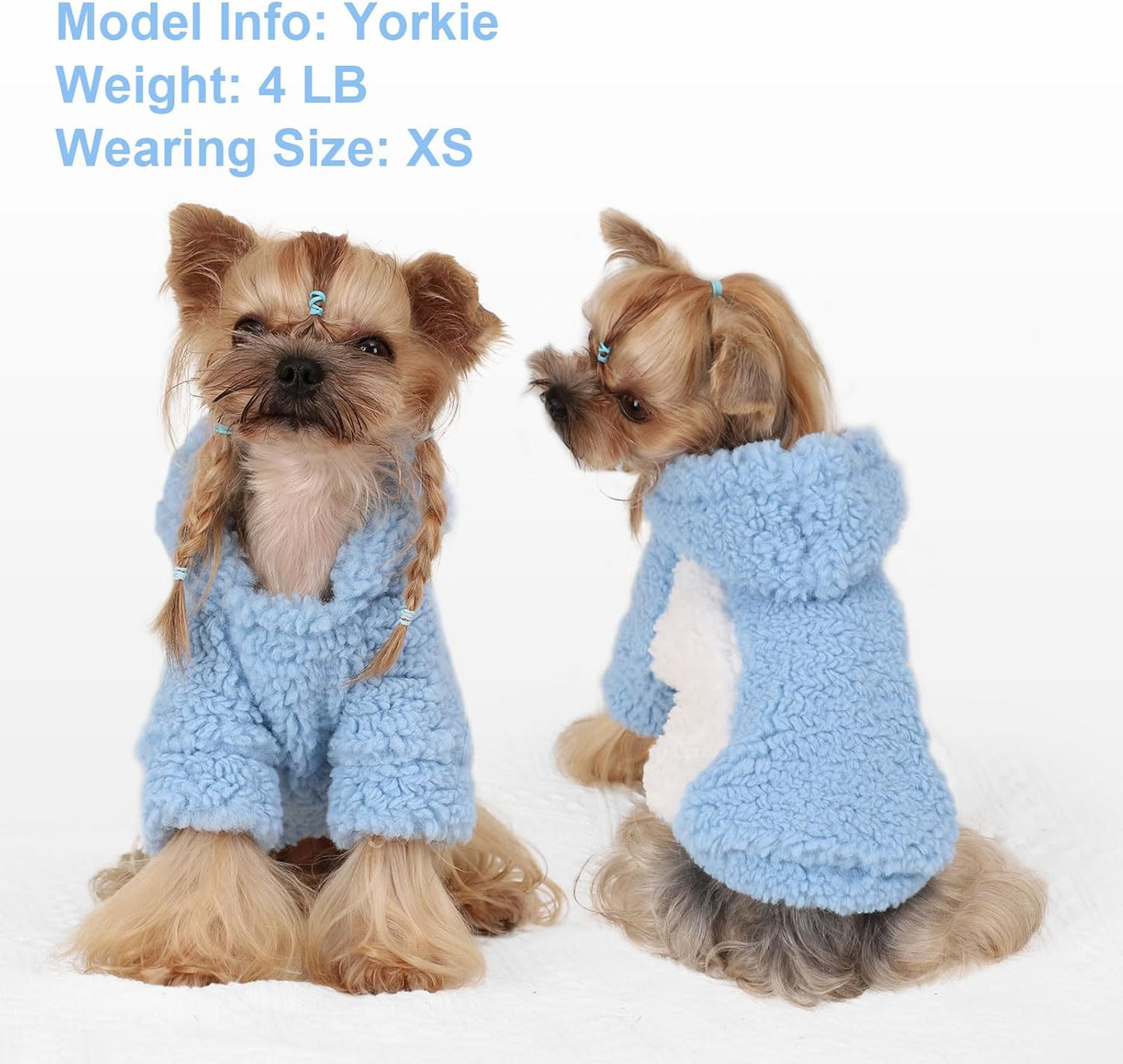 YIKEYO Dog Hoodie Pet Clothes Sweater with Hat Soft and Warm Cold Weather for Small Patchwork Hood(Blue, XXS)