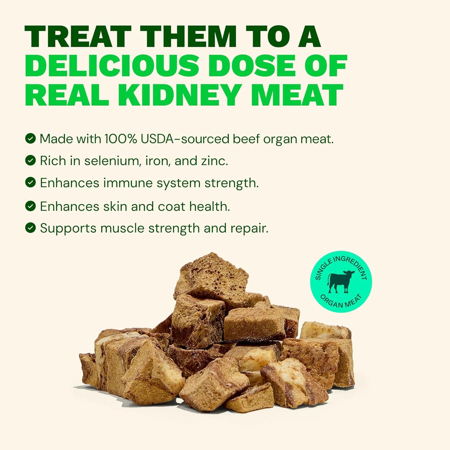 Get Joy Freeze Dried Superfood 100% Beef Kidney Dog Treats, 4 Ounce Bag (Pack of 3), Single Ingredient Organ Meat, High Protein, Immune Health, Muscle Repair, Grain Free, Gluten Free, Made in USA