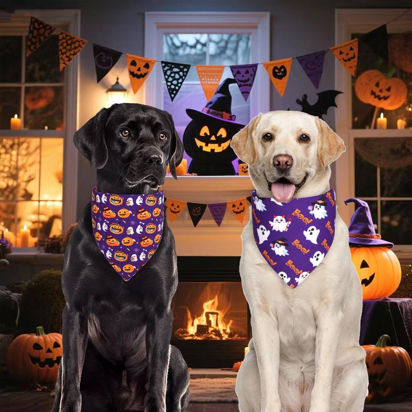 Halloween Dog Bandanas Small 3PCS, 6 Pattern Fall Scarf for Boy and Girl, Triangle Reversible Bibs Breed for Puppy Pets