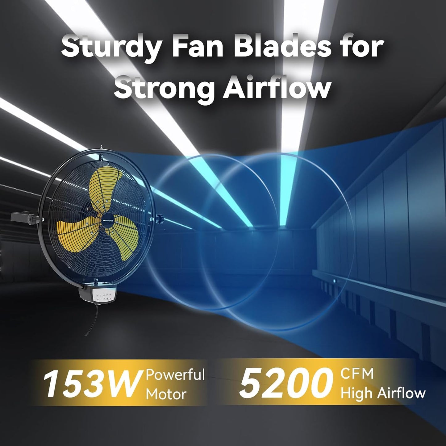 20 Inch 5200 CFM Wall Metal Fan Pro Series Remote Control, High Velocity Wall Mount Fans for Commercial, Residential, Warehouse, Covered Patio, Shop, Garage, Barn 3 Speed UL Safety Listed