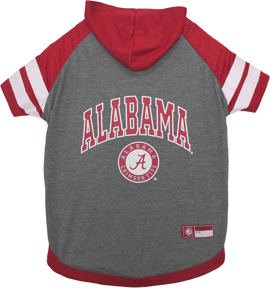 NCAA Alabama Crimson Tide Hoodie for Dogs & Cats, Medium Collegiate Licensed Dog Hoody Tee Shirt. Sports Hoody T-Shirt for Pets. College Sporty Dog Hoodie Shirt.