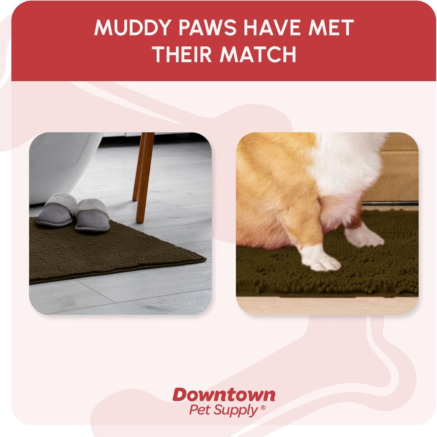 My Doggy Place Microfiber Dog Mat for Muddy Paws, 18" x 24" Brown - Absorbent and Quick-Drying Dog Paw Cleaning Mat, Washer and Dryer Safe - Non-Slip Rubber Backed Dog Floor Mat, Small