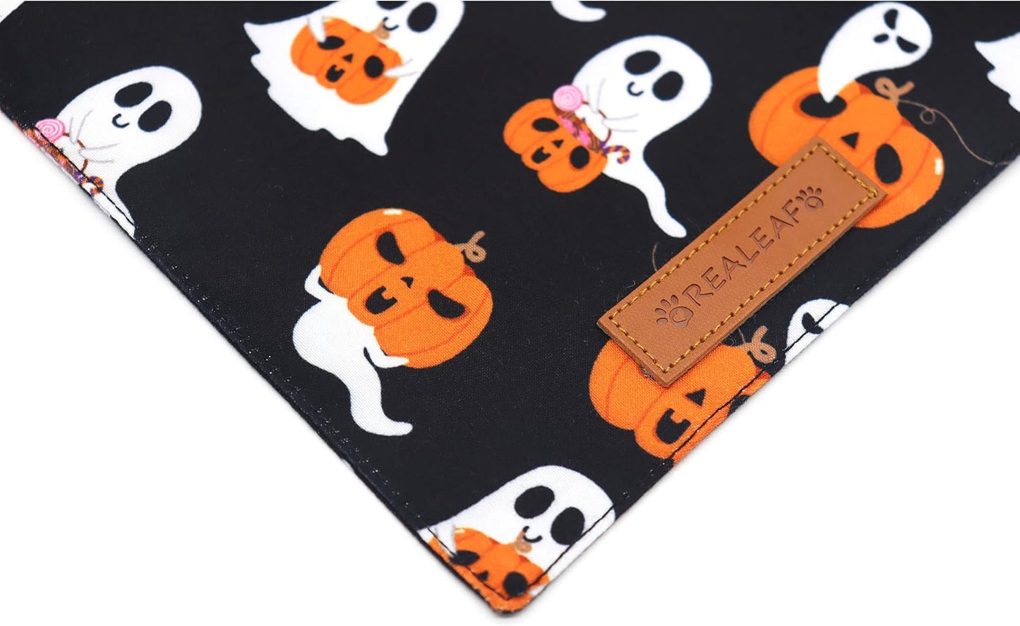 Realeaf Halloween Dog Bandanas 2 Pack, Reversible Orange Pumpkin Pet Scarf for Boy and Girl, Premium Durable Fabric, Holiday Bandana for Small Medium Large and Extra Large Dogs (Small)