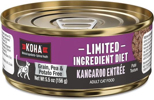 KOHA Limited Ingredient Diet Kangaroo Pate for Cats - Single Meat Cat Food for Sensitive Stomachs - Pate Kangaroo Cat Food with No Fillers, 5.5 oz - Trial Pack (3 Cans)