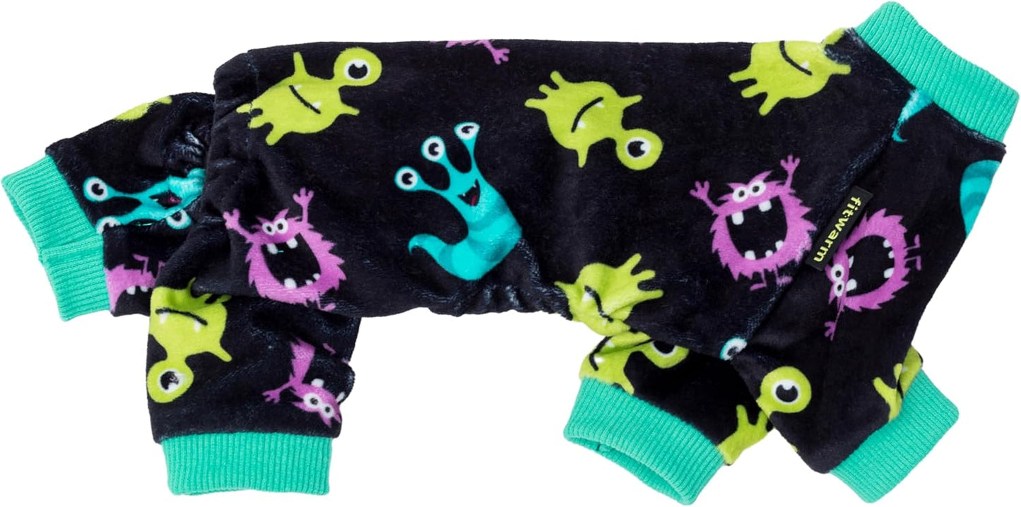 Fitwarm Cute Monster Halloween Dog Pajamas, Funny Costumes for Small Dogs Boy Girl, Festive Pet Clothes, Green, Purple, Black, Medium