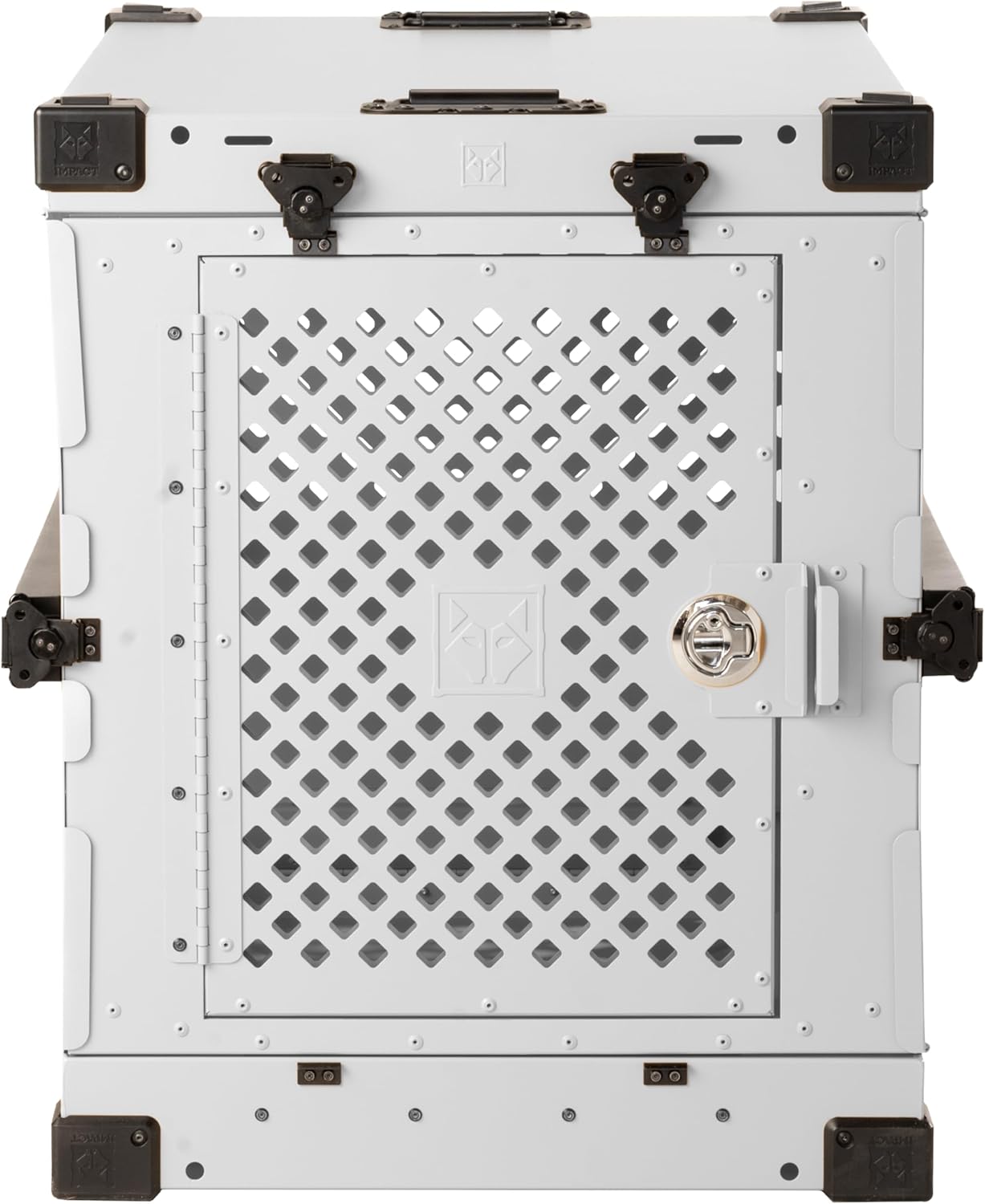 Impact Collapsible Dog Crate - Foldable Hard Crate for Medium Dogs - Heavy Duty Travel Kennel with Powder-Coated Aluminum - Quick Setup for Indoor & Outdoor (White, 30" (30.5" L x 20.5" W x 26" H))