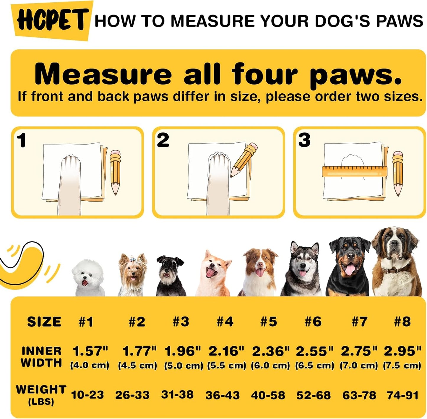 Hcpet Dog Shoes, Dog Boots for Small Dogs, Waterproof Medium Dog Booties Paw Protector for Summer Hot Pavement, Winter Snowy Day, Outdoor Walking, Indoor Hardfloors Anti Slip Sole Black Size 4