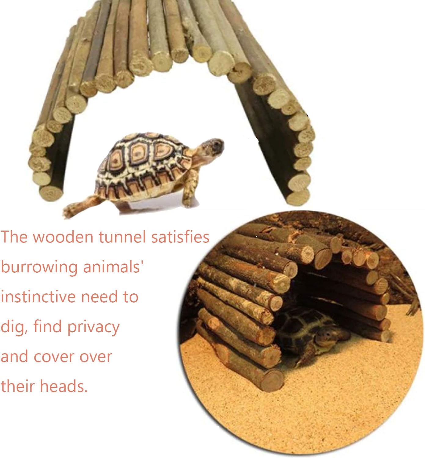 Hamiledyi Extra Large Wooden Reptile Hideout Bearded Dragon Bendy Bridge Climbing Ladder Hiding Hut Reptiles Hide Cave Habitat Decor for Lizards Gecko Spiders Snakes Tortoise(XL:20" x 11.8")