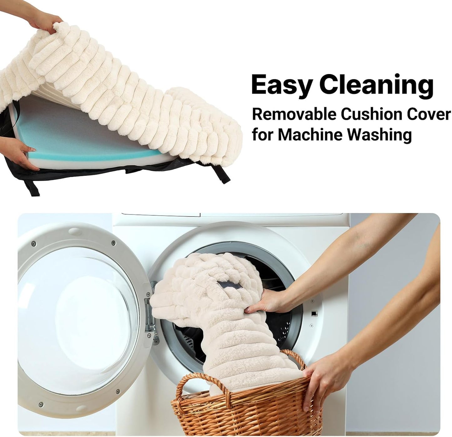 Veehoo Elevated Dog Bed with Bolster Cushion, Fluffy Plush Dog Couch Beds for Small Dogs, Cats, Washable Raised Pet Cot with Non-Slip Feet for Indoor or Patios Use, 36 x 28 Inches, White