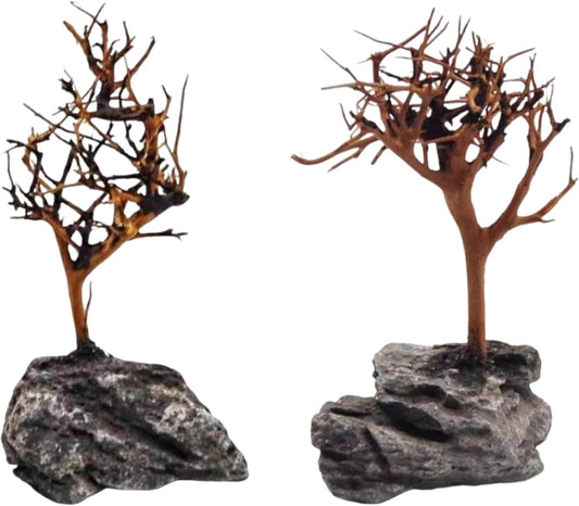 2pcs Small Bonsai Aquarium Tree,4-6inch,Handmade Aquarium Bonsai Tree Aquarium Decor Tree