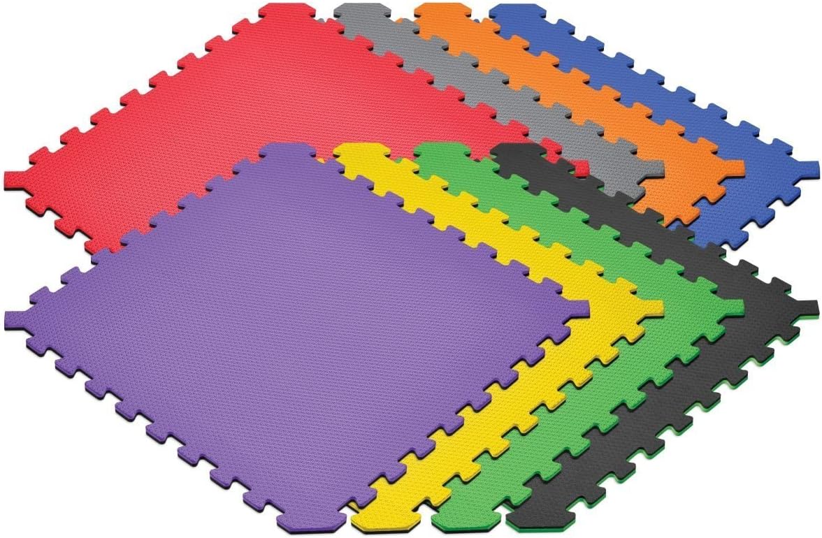 Norsk Dual-Sided Reversible 1/2" Foam Exercise Mats for Home Gym - Interlocking EVA Foam Tiles
