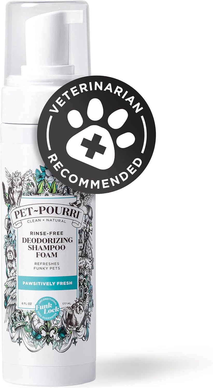 Poo-Pourri Rinse-Free Deodorizing Dry Shampoo for Dogs & Cats – Moisturizing Skin & Coat Soothing Formula - Plant Based Ingredients – Pineapple, Jasmine & Pear – No Rinse Foam Shampoo for Pet Odor