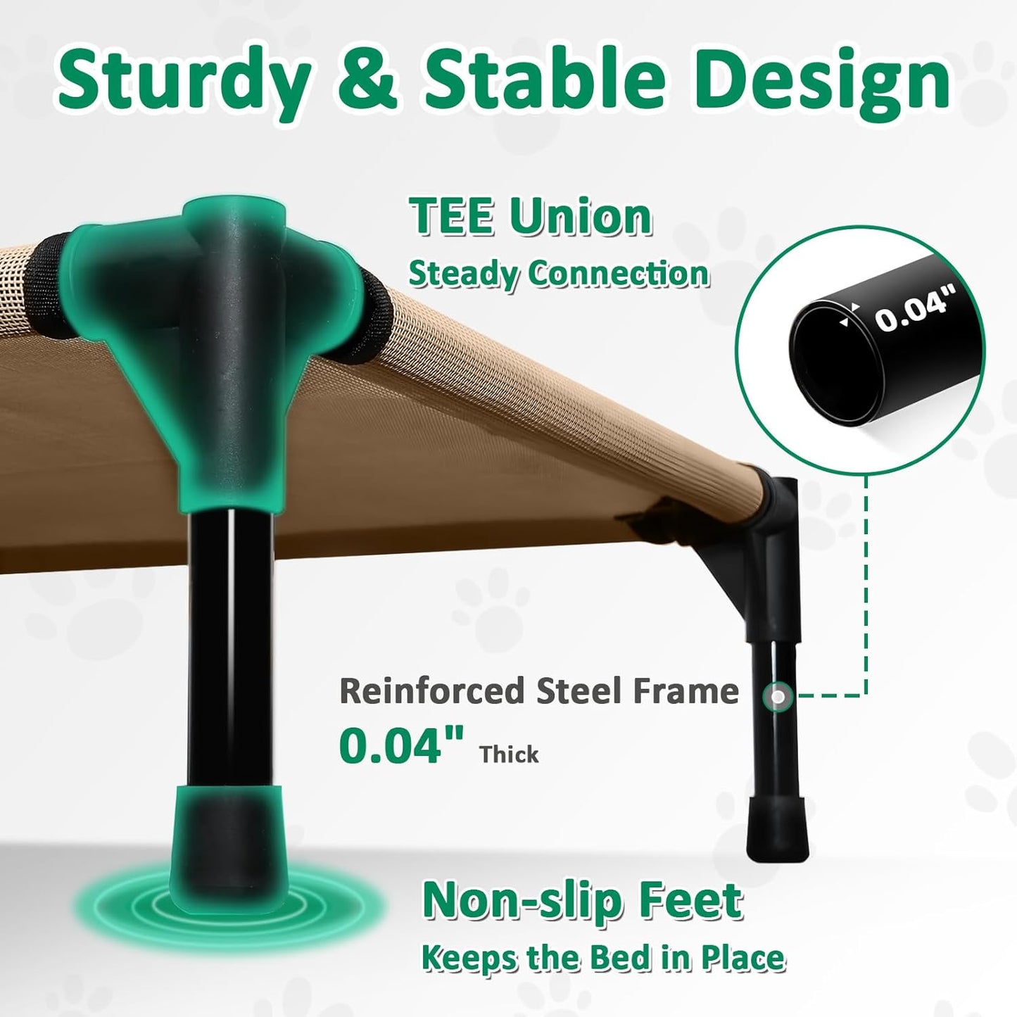 Elevated Dog Beds Medium Sized Dogs, Raised Dog Bed Outdoor, Cooling Pet Cot Bed Frame with Breathable Mesh & Non Slip Feet, Lifted Pet Hammock Bed (M, Brown)