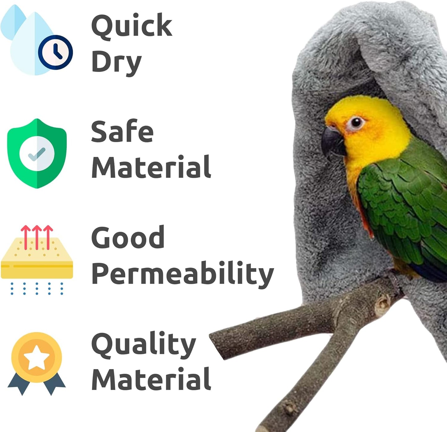 SIMENA Bird Blanket for Cage, Corner Fleece Bed for Birds, Cozy Bird Warmer, Parrot House for Cage, Cuddle Nest Hanging Toy for Lovebirds Parakeet (Large)