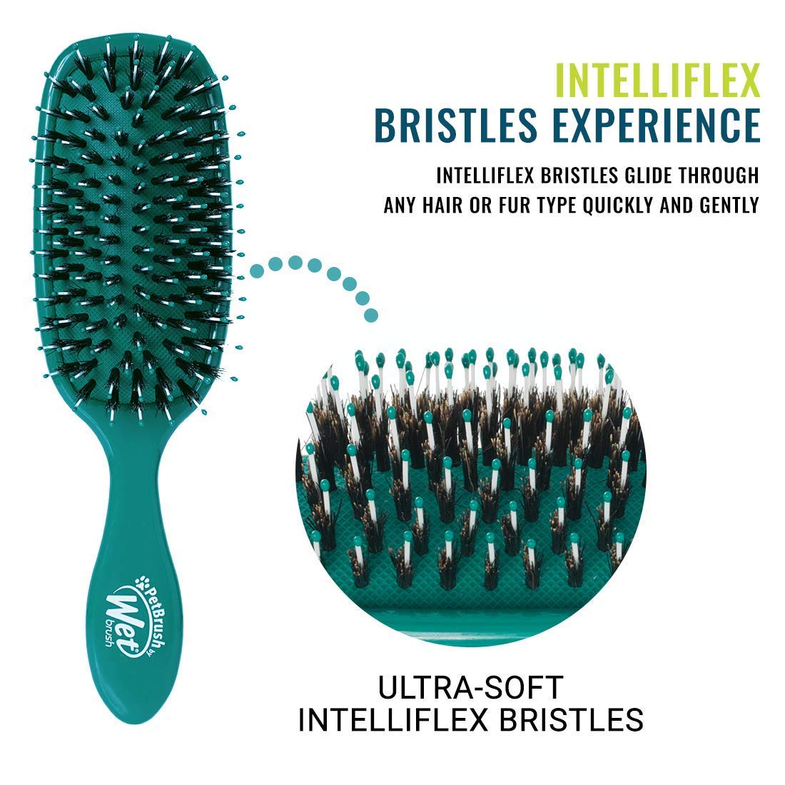 Wet Brush Pet Hair Brush, Smooth, Shiny Fur, Dog and Cat Hairbrush, De-Shedding Comb & Dematting Tool for Grooming Long or Short-Haired Dogs, Tangle-Free for Less Pulling & Tugging, Teal