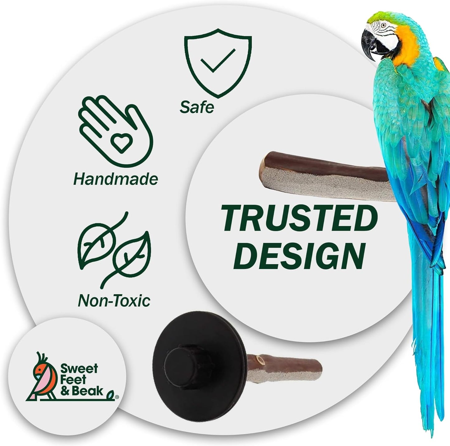 Superoost Manzanita Pumice Pedicure Perch- Easy to Install Bird Cage Accessories for Healthy Feet, Nails and Beak - Natural Bird Perches Imitates Birds' Life in The Wild - L 12"