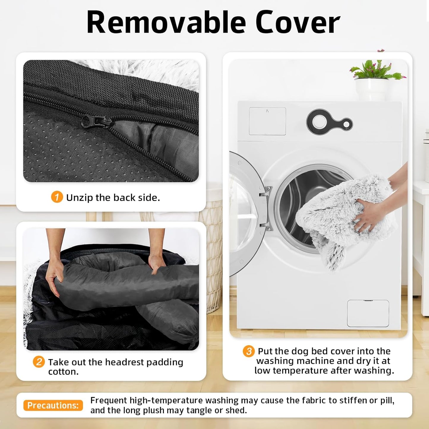 Calming Dog Bed Fluffy Plush Dog Mat for Furniture Protector with Removable Washable Cover for Large Medium Small Dogs and Cats (Extra Large (53x39.3x6), Light Grey)