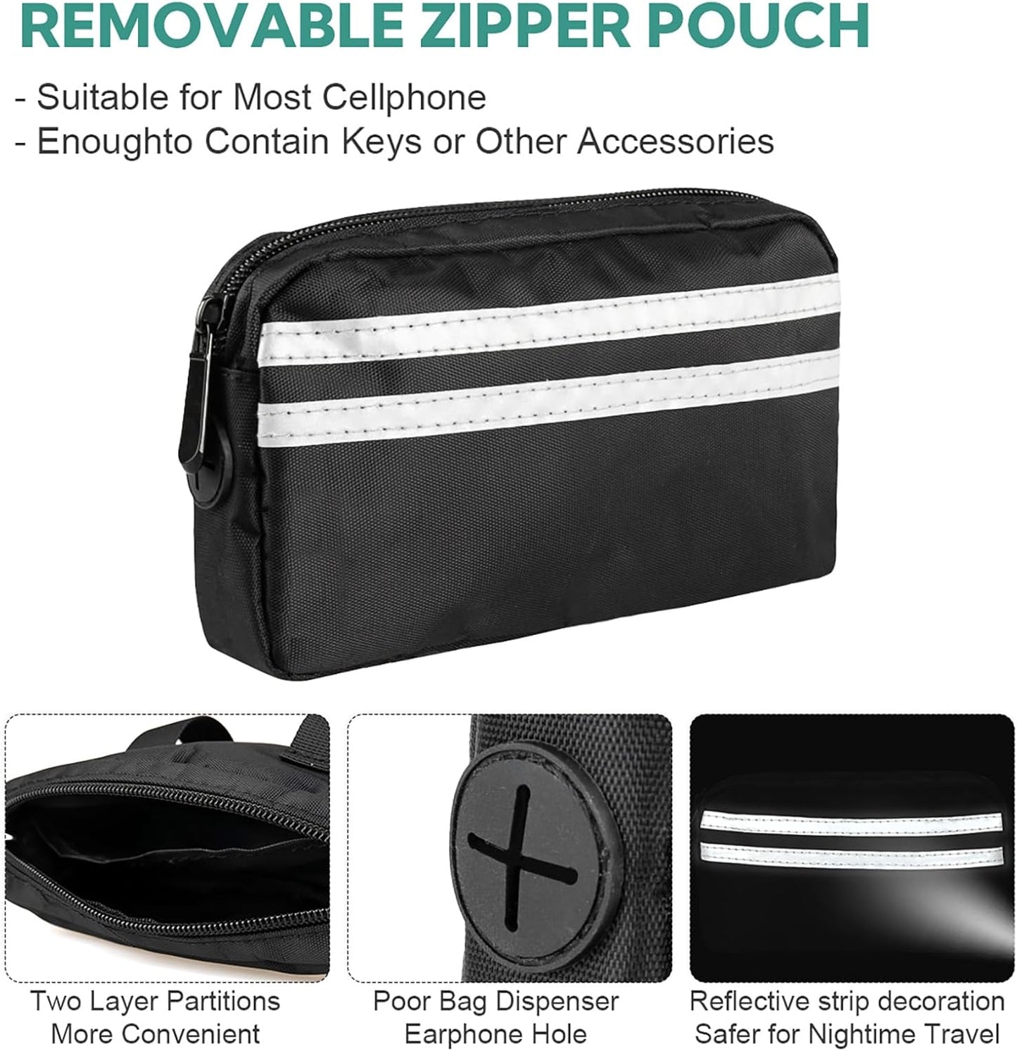 Hands Free Dog Leash, Retractable Bungee with Double Padded Handles, Waist Leash for Dog Walking, Heavy Duty for Large Dogs, Mint Green