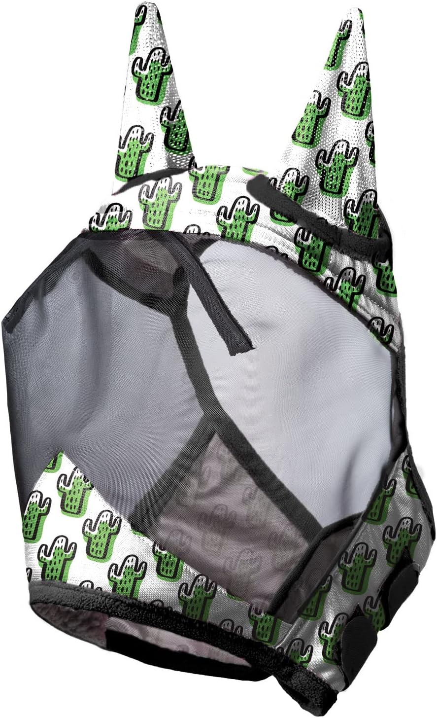 Harrison Howard LumiVista Horse Fly Mask Standard with Ears UV Protection for Horse Green Cactus XL Extra Full