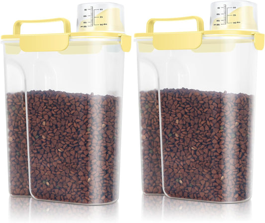 TBMax Dog Cat Food Storage Containers 2 Pack 10 Lbs to 14 Lbs Airtight Pet Food Container Dispenser with Large Spout & Portable Handle, Travel Dog Treat Cat Food Storage Bin Bird Seed Container