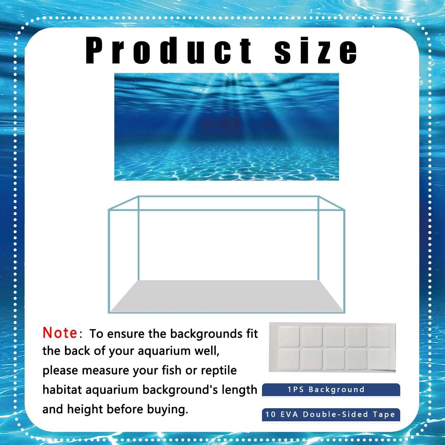 Natural Undersea Aquarium Background, Underwater Ocean Sunlight Fish Tank Background 72X16IN with 8 EVA Double-Sided Tape