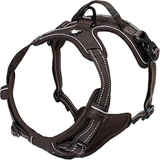 TRUE LOVE Adjustable No-Pull Dog Harness Reflective Pup Vest Harnesses Comfortable Control Brilliant Colors Truelove TLH5651(Brown,XL)